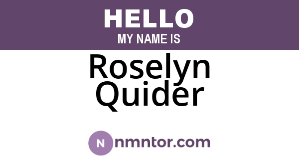 Roselyn Quider
