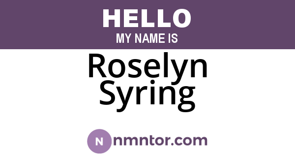 Roselyn Syring