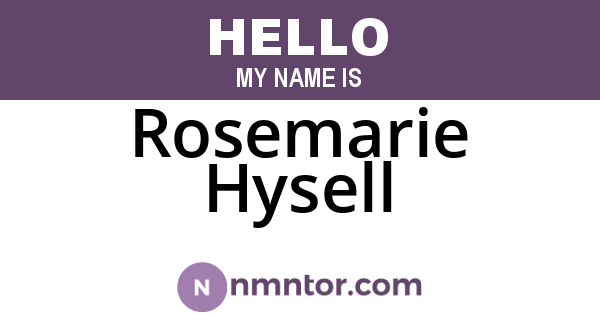 Rosemarie Hysell