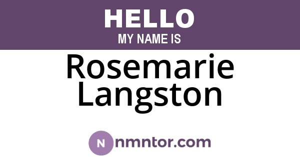 Rosemarie Langston