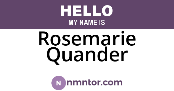 Rosemarie Quander