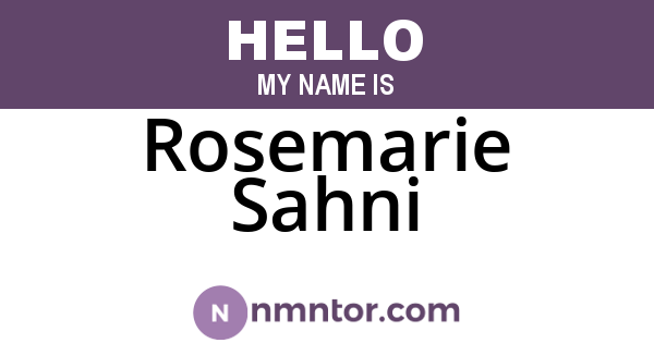 Rosemarie Sahni