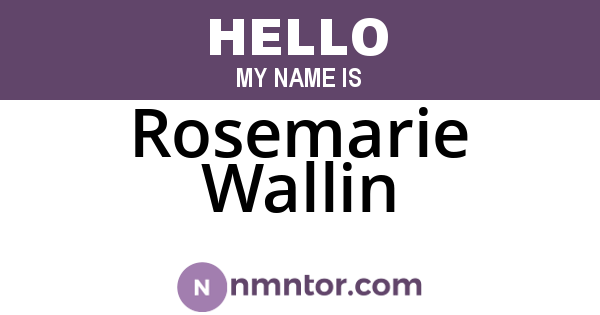 Rosemarie Wallin