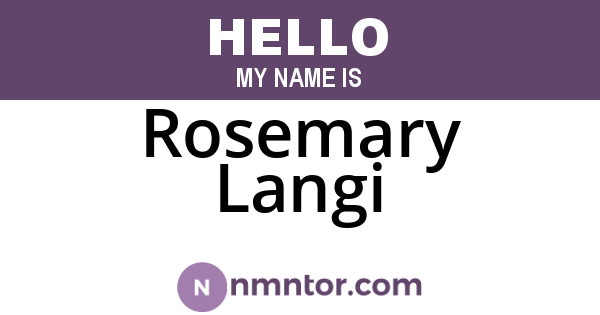 Rosemary Langi