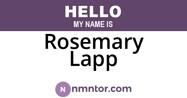 Rosemary Lapp