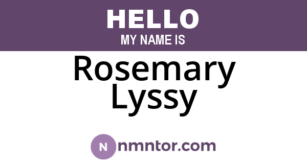 Rosemary Lyssy