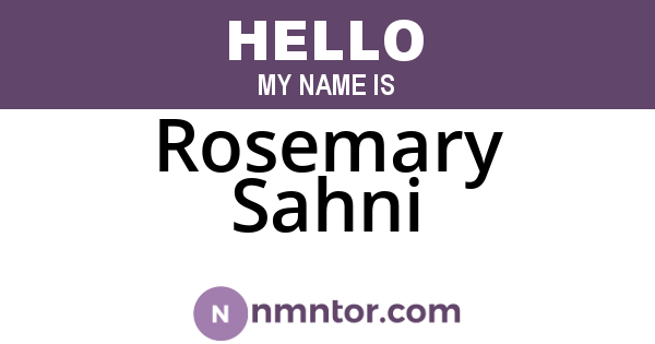 Rosemary Sahni
