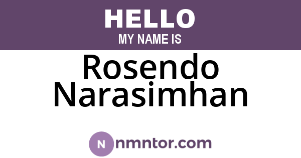 Rosendo Narasimhan
