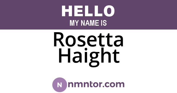 Rosetta Haight
