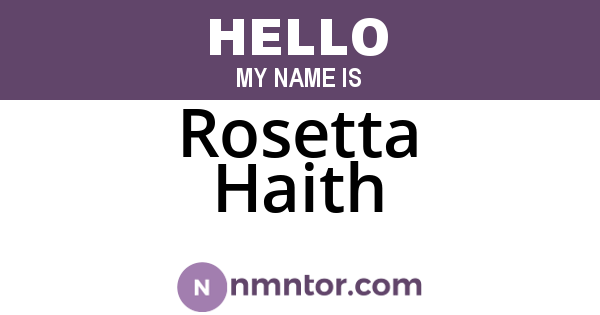 Rosetta Haith