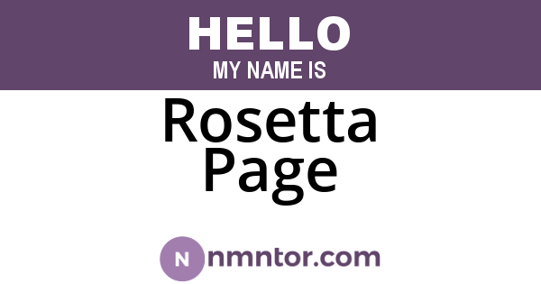 Rosetta Page
