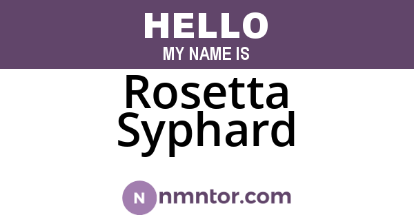Rosetta Syphard