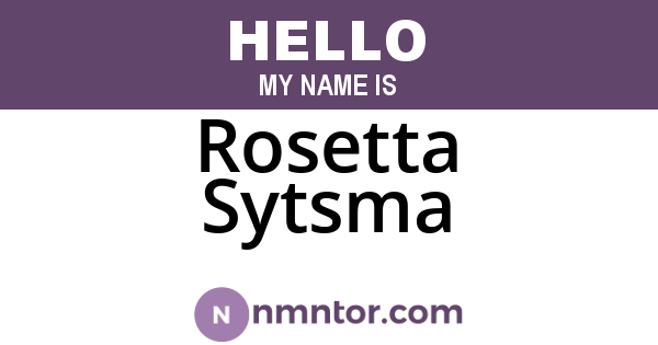 Rosetta Sytsma