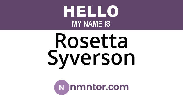 Rosetta Syverson