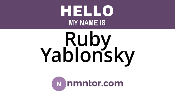 Ruby Yablonsky