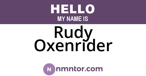 Rudy Oxenrider