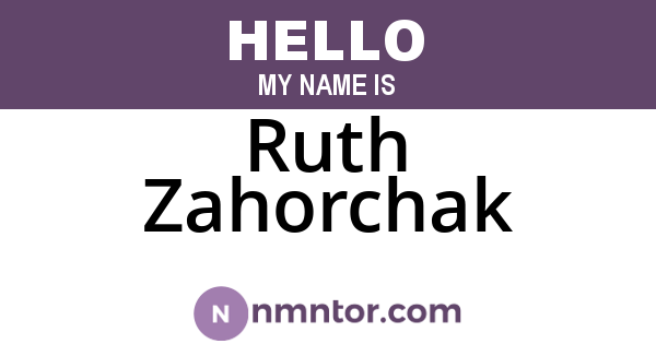 Ruth Zahorchak