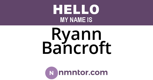 Ryann Bancroft