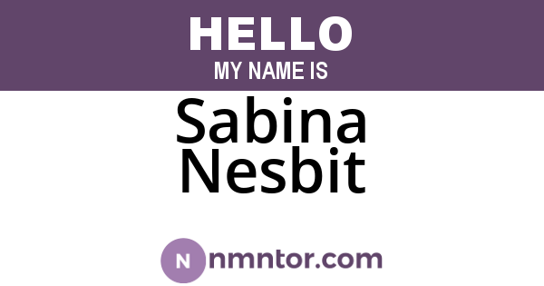 Sabina Nesbit