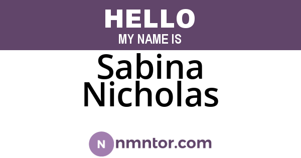 Sabina Nicholas