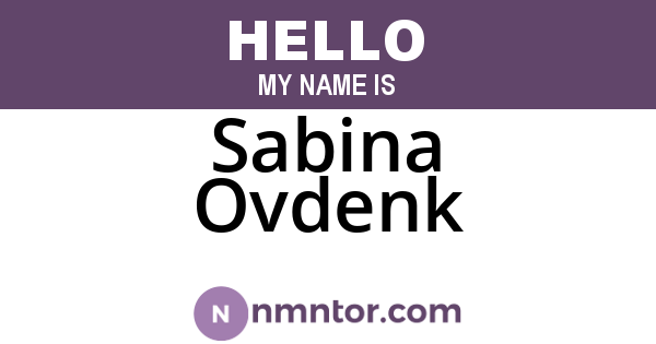 Sabina Ovdenk