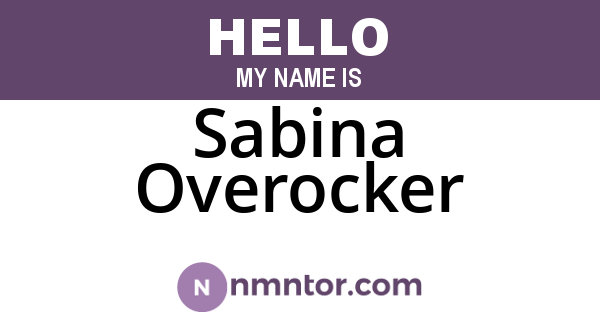 Sabina Overocker