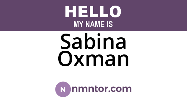 Sabina Oxman