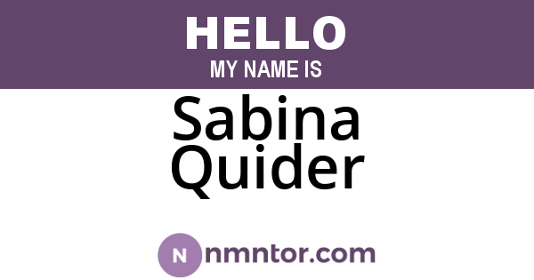 Sabina Quider