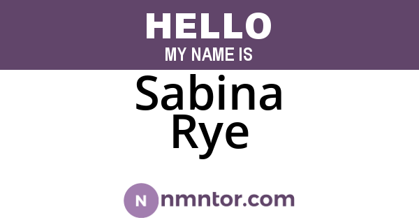 Sabina Rye