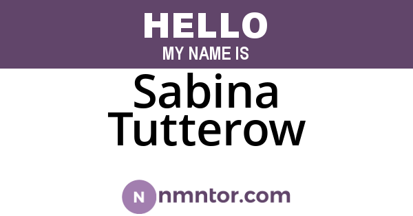 Sabina Tutterow