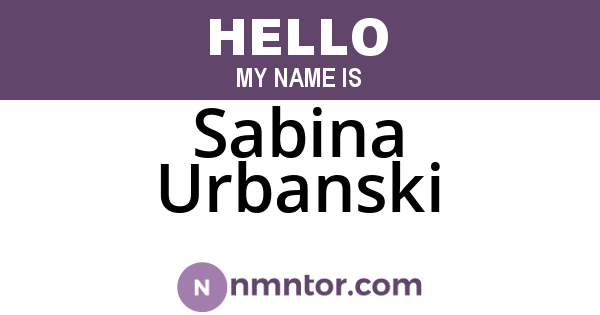 Sabina Urbanski