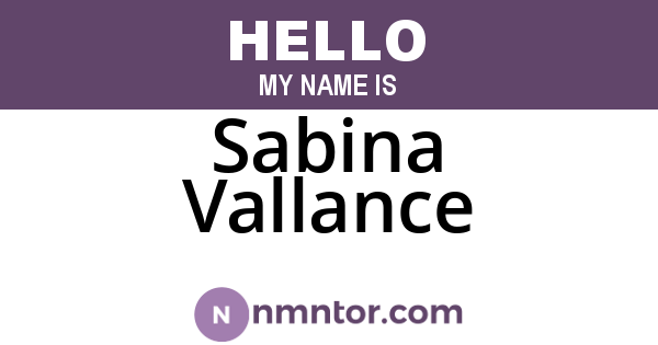 Sabina Vallance