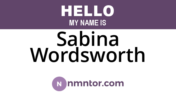 Sabina Wordsworth