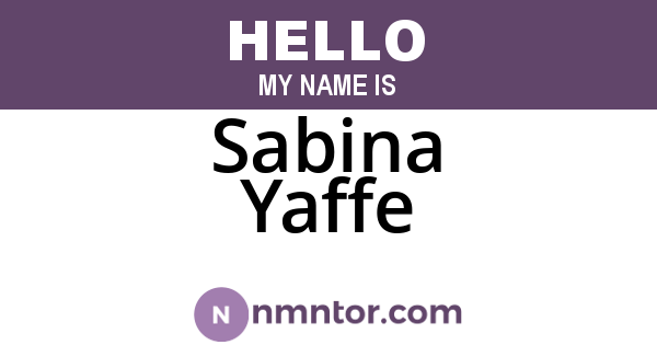 Sabina Yaffe