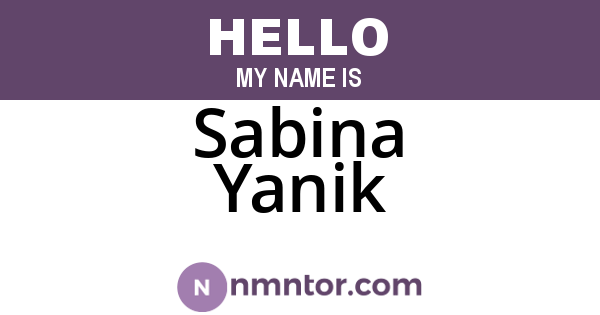 Sabina Yanik