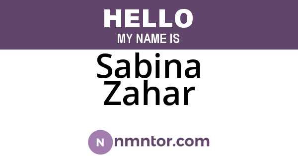 Sabina Zahar