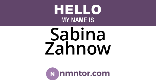 Sabina Zahnow