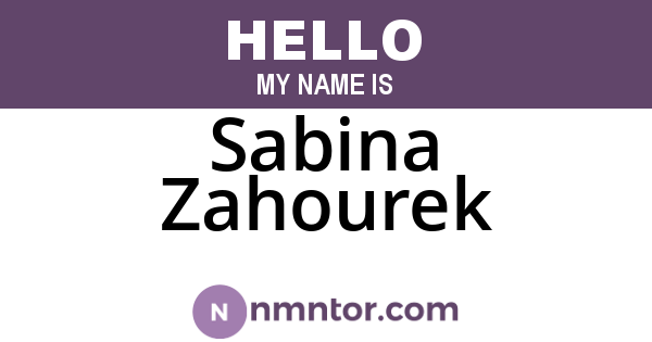 Sabina Zahourek