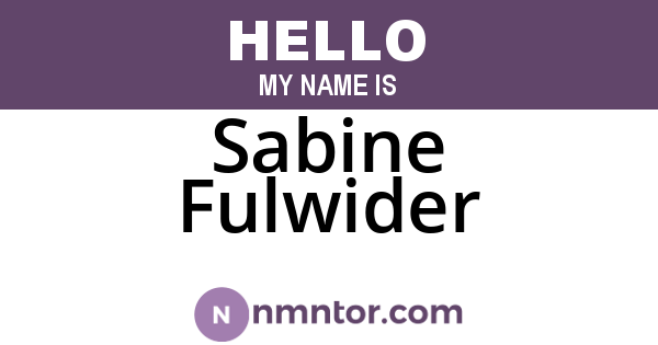 Sabine Fulwider