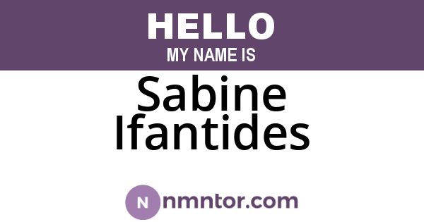 Sabine Ifantides