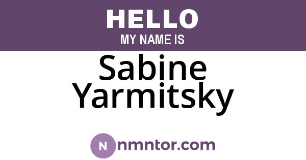 Sabine Yarmitsky