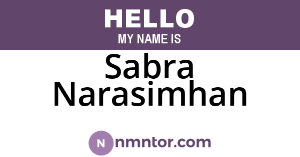 Sabra Narasimhan