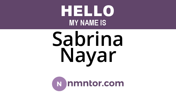 Sabrina Nayar
