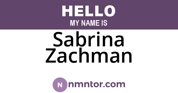 Sabrina Zachman