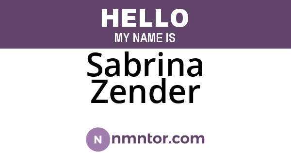 Sabrina Zender