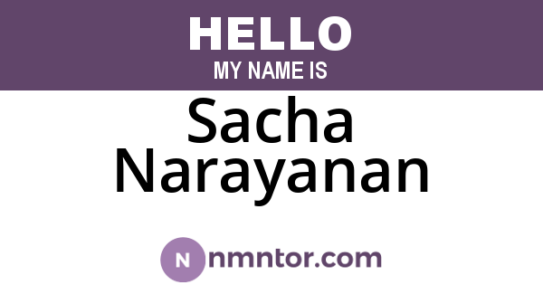 Sacha Narayanan