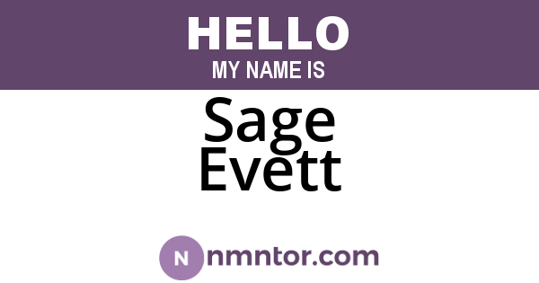 Sage Evett
