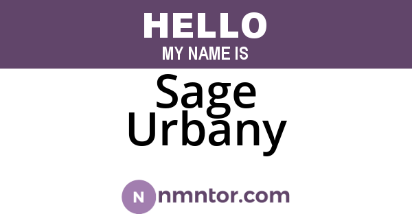 Sage Urbany