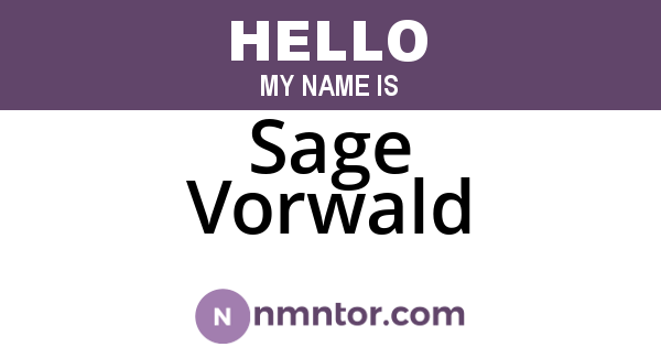 Sage Vorwald