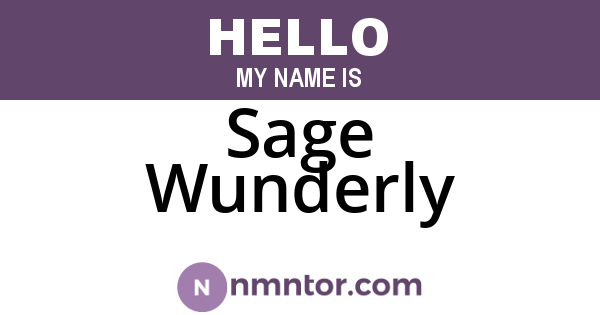 Sage Wunderly